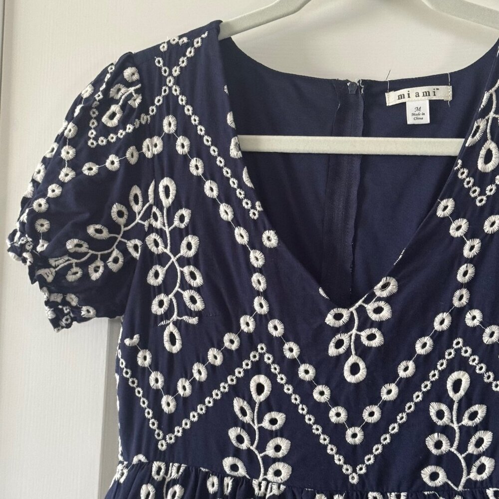 Mi Ami Womens Navy and Cream Dress Size M Medium P3 - Picture 6 of 12